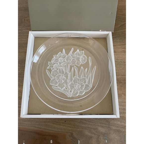 Vintage Vinardi Leaded Crystal Daffodil Plate 080-I Japan T Yamamoto - Picture 5 of 5